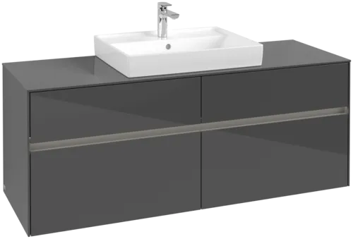 VILLEROY BOCH Toaletní skříňka Collaro, s osvětlením, 4 výsuvy, 1400 x 548 x 500 mm, lesklá šedá / lesklá šedá #C084B0FP