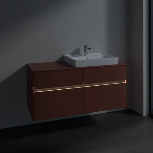 VILLEROY BOCH Toaletní skříňka Collaro, s osvětlením, 4 výsuvy, 1200 x 548 x 500 mm, Vínově červená / Vínově červená #C083B0AH, obrázek 5