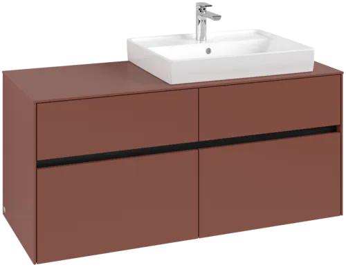 VILLEROY BOCH Toaletní skříňka Collaro, s osvětlením, 4 výsuvy, 1200 x 548 x 500 mm, Vínově červená / Vínově červená #C083B0AH
