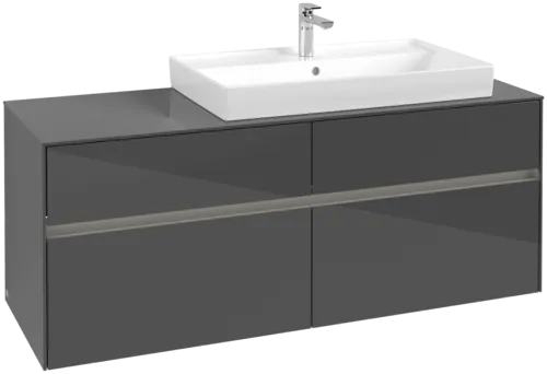 VILLEROY BOCH Toaletní skříňka Collaro, s osvětlením, 4 výsuvy, 1400 x 548 x 500 mm, lesklá šedá / lesklá šedá #C090B0FP