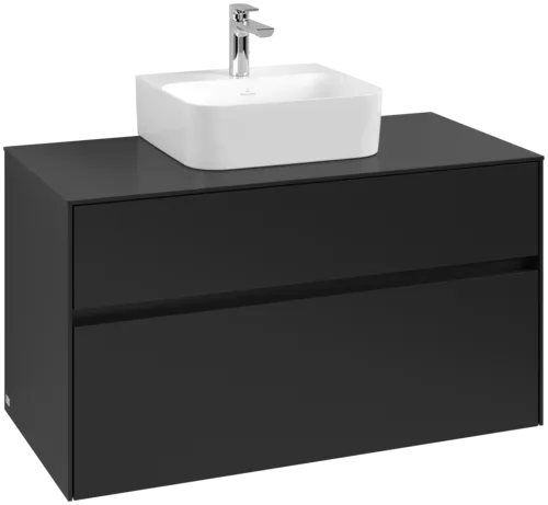 VILLEROY BOCH Collaro toaletní skříňka, s osvětlením, 2 výsuvy, 1000 x 548 x 500 mm, Volcano Black / Volcano Black #C094B0VL