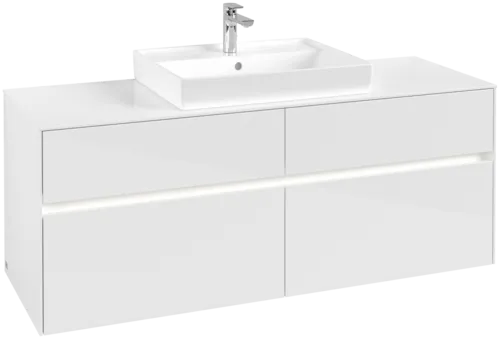 VILLEROY BOCH Toaletní skříňka Collaro, s osvětlením, 4 výsuvy, 1400 x 548 x 500 mm, lesklá bílá / lesklá bílá #C084B0DH