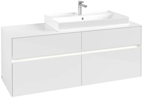 VILLEROY BOCH Toaletní skříňka Collaro, s osvětlením, 4 výsuvy, 1400 x 548 x 500 mm, lesklá bílá / lesklá bílá #C090B0DH