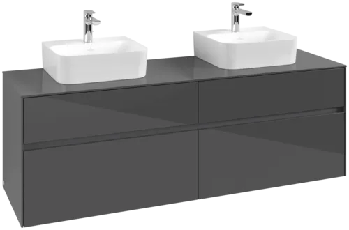 VILLEROY BOCH Toaletní skříňka Collaro, 4 výsuvy, 1600 x 548 x 500 mm, lesklá šedá / lesklá šedá #C10700FP