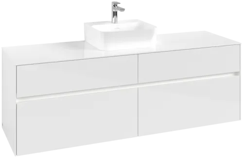 VILLEROY BOCH Toaletní skříňka Collaro, s osvětlením, 4 výsuvy, 1600 x 548 x 500 mm, lesklá bílá / lesklá bílá #C104B0DH
