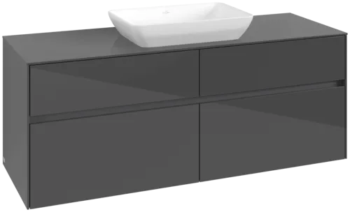 VILLEROY BOCH Toaletní skříňka Collaro, 4 výsuvy, 1400 x 548 x 500 mm, lesklá šedá / lesklá šedá #C11600FP