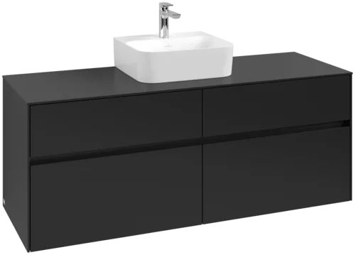VILLEROY BOCH Toaletní skříňka Collaro, s osvětlením, 4 výsuvy, 1400 x 548 x 500 mm, Volcano Black / Volcano Black #C100B0VL
