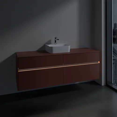 VILLEROY BOCH Toaletní skříňka Collaro, s osvětlením, 4 výsuvy, 1600 x 548 x 500 mm, Vínově červená / Vínově červená #C104B0AH, obrázek 5