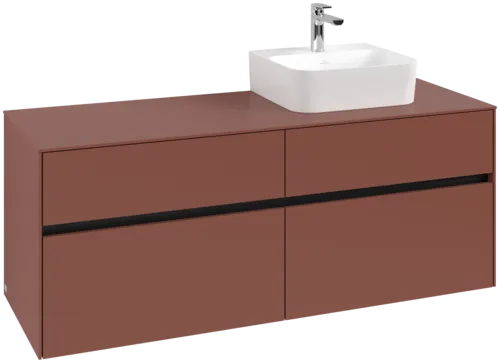 VILLEROY BOCH Toaletní skříňka Collaro, s osvětlením, 4 výsuvy, 1400 x 548 x 500 mm, Vínově červená / Vínově červená #C102B0AH