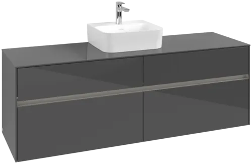 VILLEROY BOCH Toaletní skříňka Collaro, s osvětlením, 4 výsuvy, 1600 x 548 x 500 mm, lesklá šedá / lesklá šedá #C104B0FP