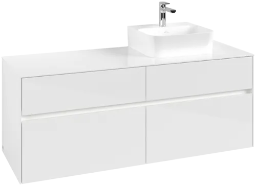 VILLEROY BOCH Toaletní skříňka Collaro, s osvětlením, 4 výsuvy, 1400 x 548 x 500 mm, lesklá bílá / lesklá bílá #C102B0DH