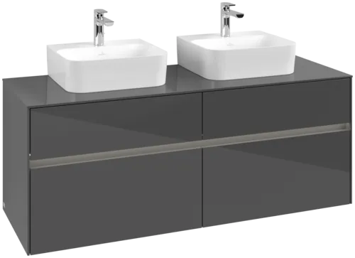 VILLEROY BOCH Toaletní skříňka Collaro, s osvětlením, 4 výsuvy, 1400 x 548 x 500 mm, lesklá šedá / lesklá šedá #C103B0FP