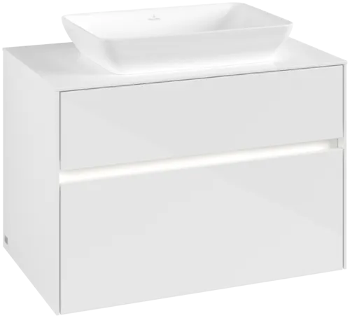 VILLEROY BOCH Toaletní skříňka Collaro, s osvětlením, 2 výsuvy, 800 x 548 x 500 mm, lesklá bílá / lesklá bílá #C108B0DH