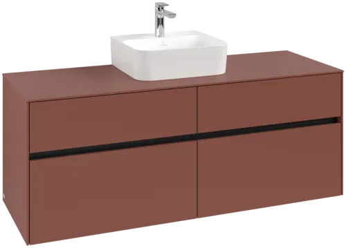 VILLEROY BOCH Toaletní skříňka Collaro, s osvětlením, 4 výsuvy, 1400 x 548 x 500 mm, Vínově červená / Vínově červená #C100B0AH