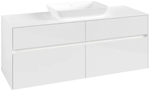 VILLEROY BOCH Toaletní skříňka Collaro, s osvětlením, 4 výsuvy, 1400 x 548 x 500 mm, lesklá bílá / lesklá bílá #C116B0DH