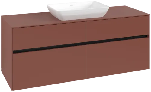 VILLEROY BOCH Toaletní skříňka Collaro, s osvětlením, 4 výsuvy, 1400 x 548 x 500 mm, Vínově červená / Vínově červená #C116B0AH