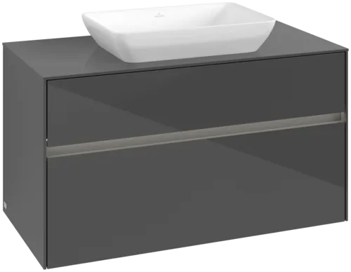 VILLEROY BOCH Toaletní skříňka Collaro, s osvětlením, 2 výsuvy, 1000 x 548 x 500 mm, lesklá šedá / lesklá šedá #C109B0FP
