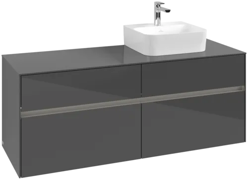 VILLEROY BOCH Toaletní skříňka Collaro, s osvětlením, 4 výsuvy, 1400 x 548 x 500 mm, lesklá šedá / lesklá šedá #C102B0FP