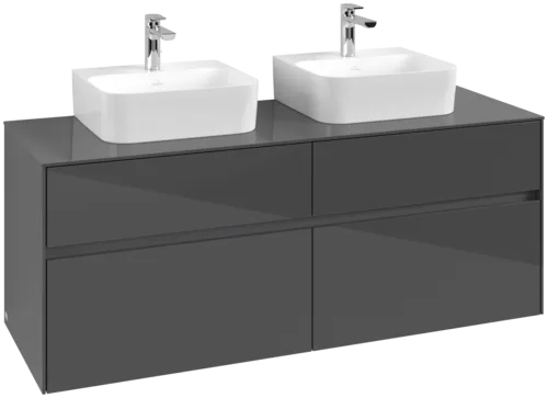 VILLEROY BOCH Toaletní skříňka Collaro, 4 výsuvy, 1400 x 548 x 500 mm, lesklá šedá / lesklá šedá #C10300FP