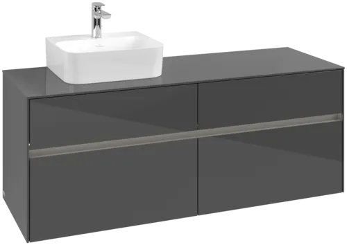VILLEROY BOCH Toaletní skříňka Collaro, s osvětlením, 4 výsuvy, 1400 x 548 x 500 mm, lesklá šedá / lesklá šedá #C101B0FP