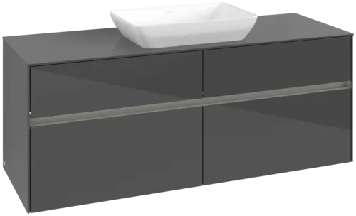 VILLEROY BOCH Toaletní skříňka Collaro, s osvětlením, 4 výsuvy, 1400 x 548 x 500 mm, lesklá šedá / lesklá šedá #C116B0FP