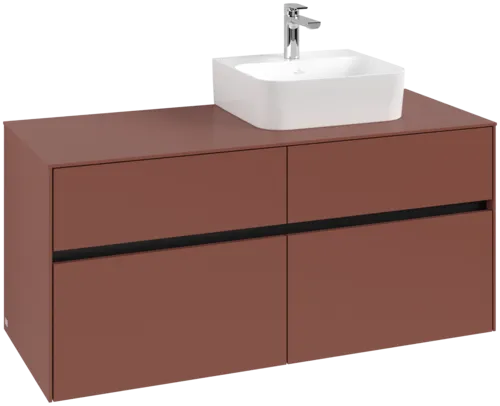 VILLEROY BOCH Toaletní skříňka Collaro, s osvětlením, 4 výsuvy, 1200 x 548 x 500 mm, Vínově červená / Vínově červená #C099B0AH