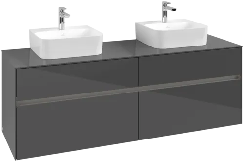 VILLEROY BOCH Toaletní skříňka Collaro, s osvětlením, 4 výsuvy, 1600 x 548 x 500 mm, lesklá šedá / lesklá šedá #C107B0FP