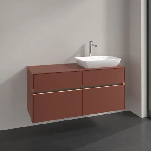 VILLEROY BOCH Toaletní skříňka Collaro, s osvětlením, 4 výsuvy, 1200 x 548 x 500 mm, Vínově červená / Vínově červená #C114B0AH, obrázek 2