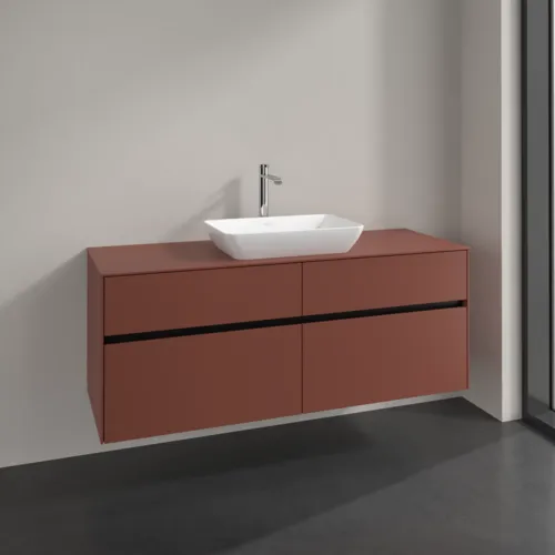 VILLEROY BOCH Toaletní skříňka Collaro, 4 výsuvy, 1400 x 548 x 500 mm, Vínově červená / Vínově červená #C11600AH, obrázek 2