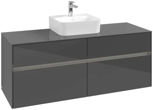 VILLEROY BOCH Toaletní skříňka Collaro, s osvětlením, 4 výsuvy, 1400 x 548 x 500 mm, lesklá šedá / lesklá šedá #C100B0FP