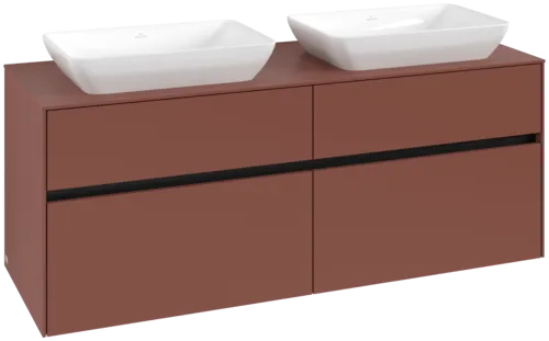 VILLEROY BOCH Toaletní skříňka Collaro, s osvětlením, 4 výsuvy, 1400 x 548 x 500 mm, Vínově červená / Vínově červená #C119B0AH