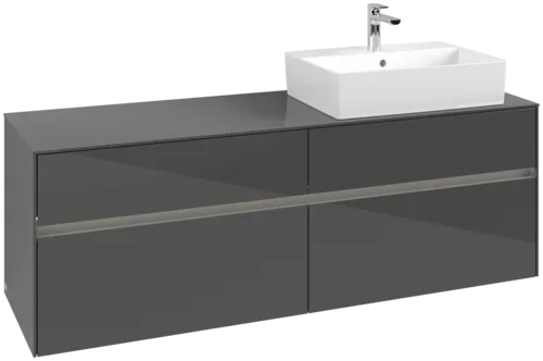 VILLEROY BOCH Toaletní skříňka Collaro, s osvětlením, 4 výsuvy, 1600 x 548 x 500 mm, lesklá šedá / lesklá šedá #C136B0FP