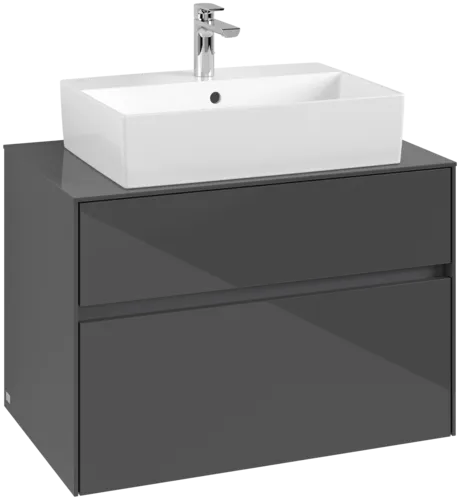VILLEROY BOCH Toaletní skříňka Collaro, 2 výsuvy, 800 x 548 x 500 mm / lesklá šedá #C12400FP