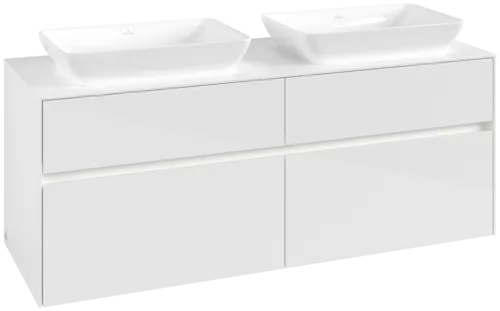 VILLEROY BOCH Toaletní skříňka Collaro, s osvětlením, 4 výsuvy, 1400 x 548 x 500 mm, lesklá bílá / lesklá bílá #C119B0DH