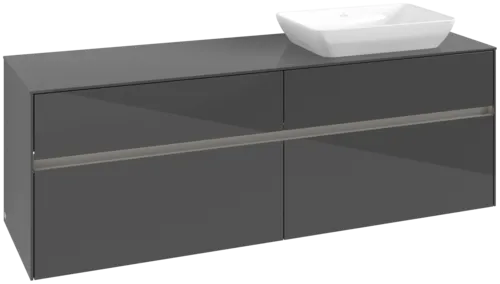 VILLEROY BOCH Toaletní skříňka Collaro, s osvětlením, 4 výsuvy, 1600 x 548 x 500 mm, lesklá šedá / lesklá šedá #C122B0FP