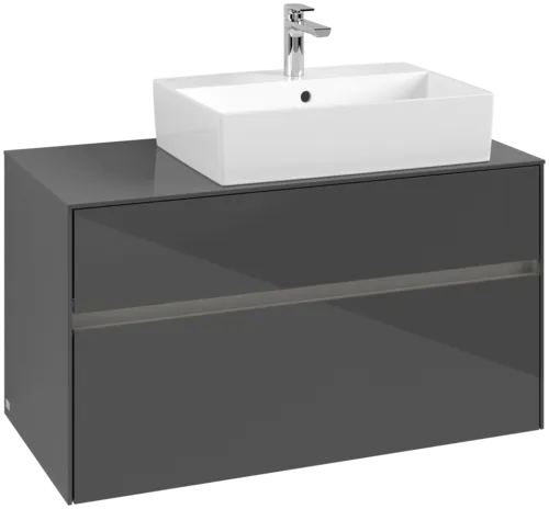 VILLEROY BOCH Toaletní skříňka Collaro, s osvětlením, 2 výsuvy, 1000 x 548 x 500 mm, lesklá šedá / lesklá šedá #C127B0FP