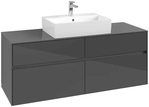 VILLEROY BOCH Toaletní skříňka Collaro, 4 výsuvy, 1400 x 548 x 500 mm, lesklá šedá / lesklá šedá #C13100FP
