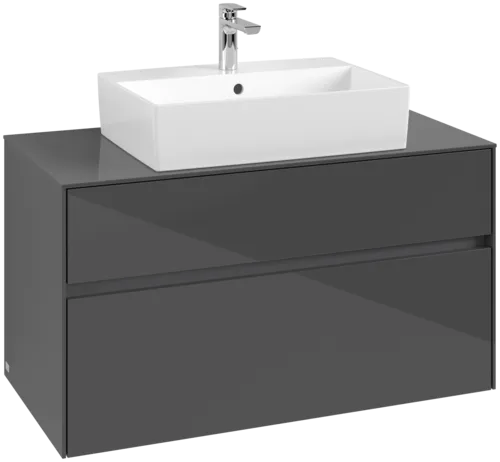VILLEROY BOCH Toaletní skříňka Collaro, 2 výsuvy, 1000 x 548 x 500 mm, lesklá šedá / lesklá šedá #C12500FP