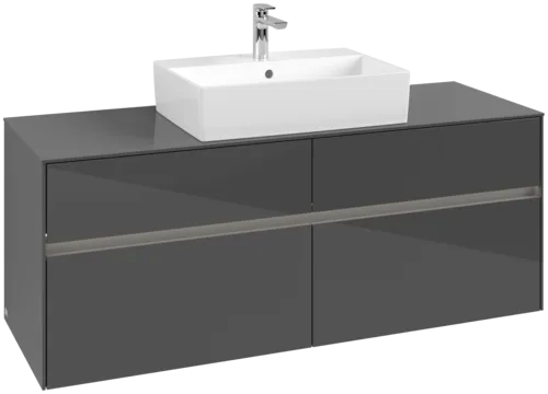 VILLEROY BOCH Toaletní skříňka Collaro, s osvětlením, 4 výsuvy, 1400 x 548 x 500 mm, lesklá šedá / lesklá šedá #C131B0FP