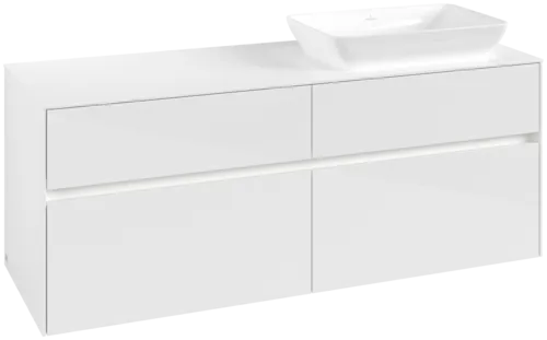 VILLEROY BOCH Toaletní skříňka Collaro, s osvětlením, 4 výsuvy, 1400 x 548 x 500 mm, lesklá bílá / lesklá bílá #C118B0DH