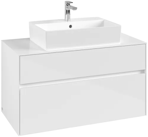 VILLEROY BOCH Umyvadlová skříňka Collaro, 2 zásuvky, 1000 x 548 x 500 mm, lesklá bílá / lesklá bílá #C12500DH