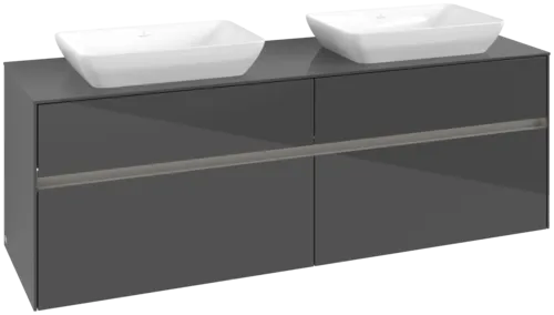 VILLEROY BOCH Toaletní skříňka Collaro, s osvětlením, 4 výsuvy, 1600 x 548 x 500 mm, lesklá šedá / lesklá šedá #C123B0FP