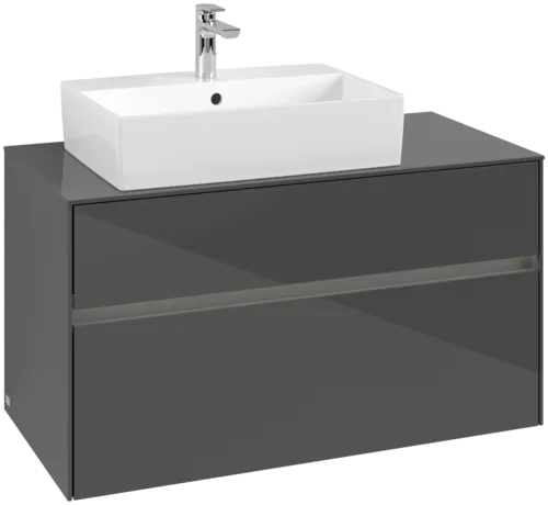 VILLEROY BOCH Toaletní skříňka Collaro, s osvětlením, 2 výsuvy, 1000 x 548 x 500 mm, lesklá šedá / lesklá šedá #C126B0FP