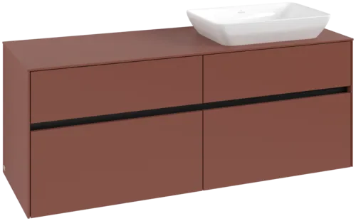VILLEROY BOCH Toaletní skříňka Collaro, s osvětlením, 4 výsuvy, 1400 x 548 x 500 mm, Vínově červená / Vínově červená #C118B0AH