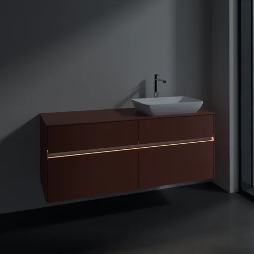 VILLEROY BOCH Toaletní skříňka Collaro, s osvětlením, 4 výsuvy, 1400 x 548 x 500 mm, Vínově červená / Vínově červená #C118B0AH, obrázek 5