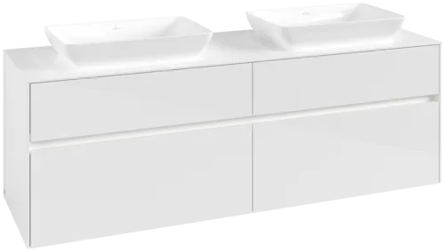 VILLEROY BOCH Toaletní skříňka Collaro, s osvětlením, 4 výsuvy, 1600 x 548 x 500 mm, lesklá bílá / lesklá bílá #C123B0DH