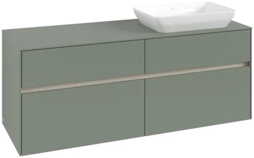 VILLEROY BOCH Toaletní skříňka Collaro, s osvětlením, 4 výsuvy, 1400 x 548 x 500 mm, Soft Green / Soft Green #C118B0AF