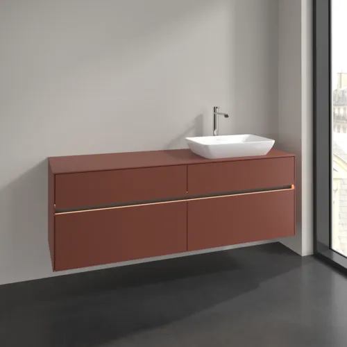 VILLEROY BOCH Toaletní skříňka Collaro, s osvětlením, 4 výsuvy, 1600 x 548 x 500 mm, Vínově červená / Vínově červená #C122B0AH, obrázek 2