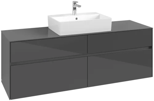 VILLEROY BOCH Toaletní skříňka Collaro, 4 výsuvy, 1600 x 548 x 500 mm, lesklá šedá / lesklá šedá #C13400FP