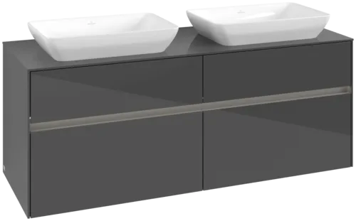 VILLEROY BOCH Toaletní skříňka Collaro, s osvětlením, 4 výsuvy, 1400 x 548 x 500 mm, lesklá šedá / lesklá šedá #C119B0FP
